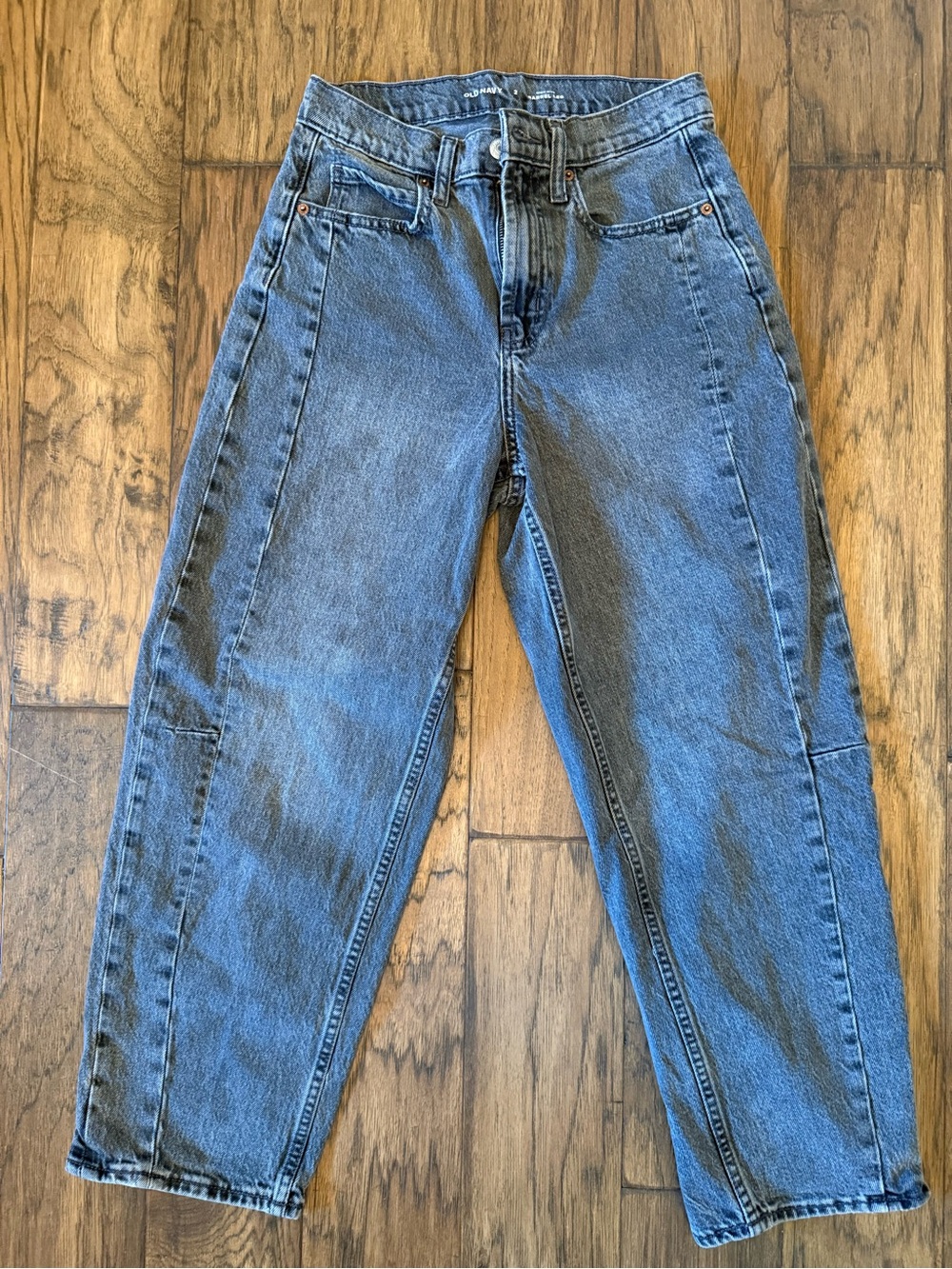 Old Navy Faded Black Barrel Leg Jeans